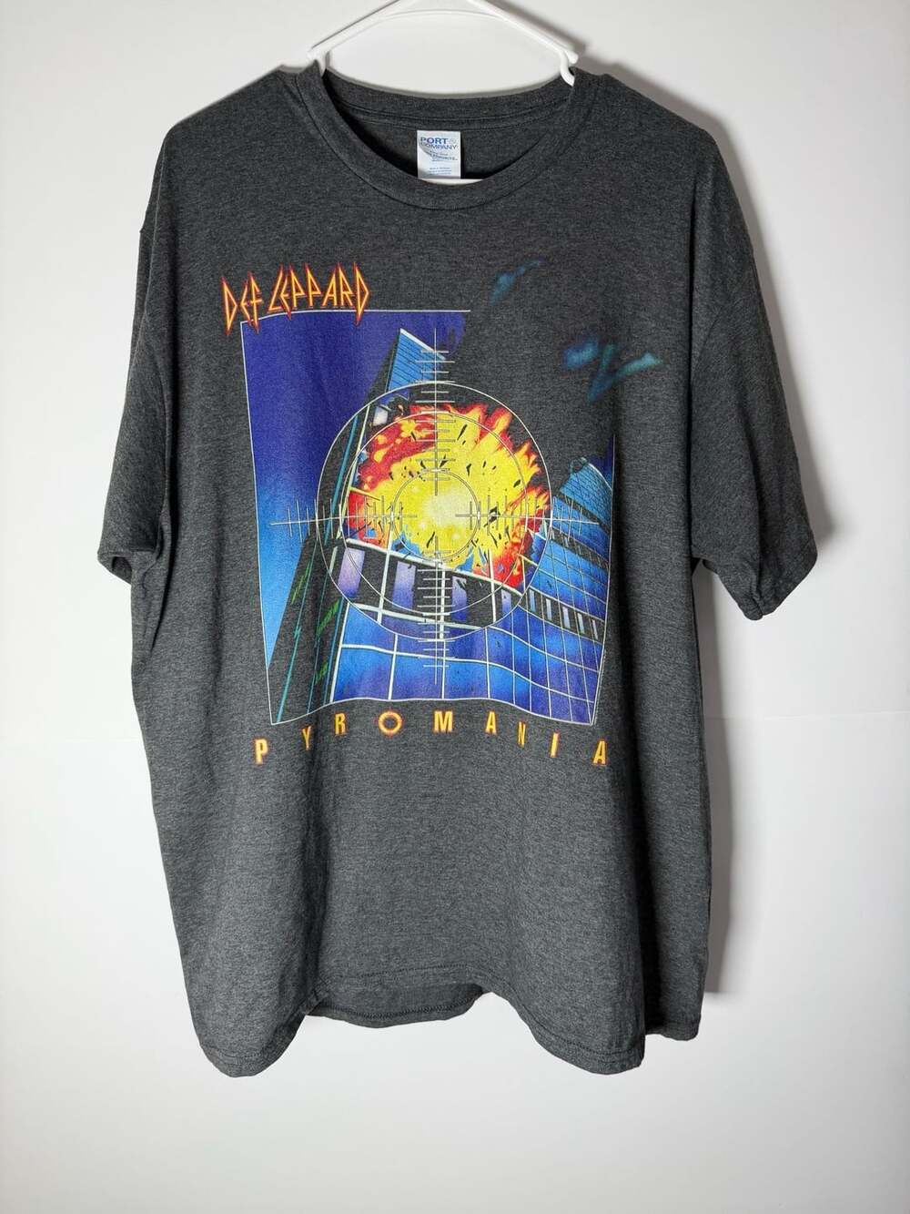 Port & Company Def Leppard Pyromania T-Shirt XL Gray Rock Band Tee
